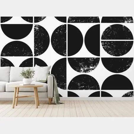 Wall mural black geometric circle pattern • Wallissimo®