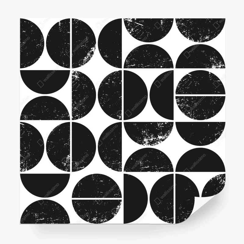 Wall mural black geometric circle pattern