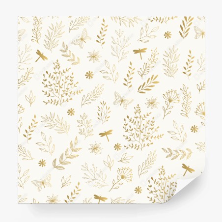 Wall mural golden botanical seamless pattern • Wallissimo®