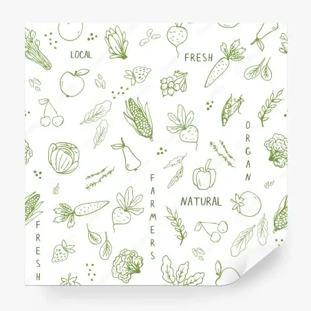 Wall mural hand-drawn vegetables and fruits pattern • Wallissimo®