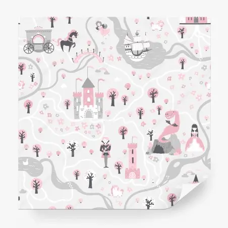 Wall mural pastel fairytale map • Wallissimo®