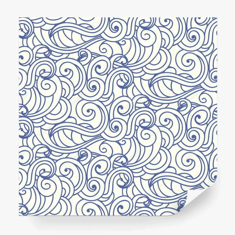 Wall mural blue swirl seamless pattern