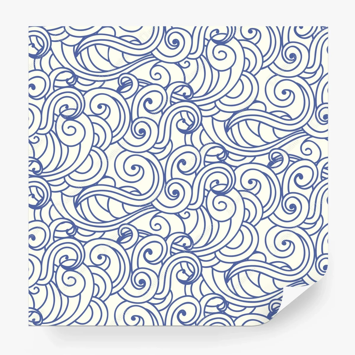 Wall mural blue swirl seamless pattern • Wallissimo®