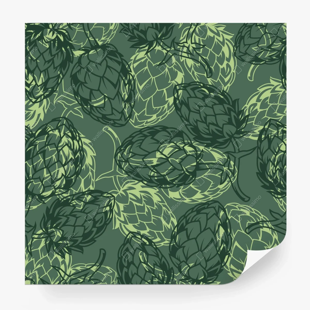 Wall mural green hop cone botanical pattern ⁕ Wallissimo®