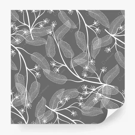 Wall mural delicate white leaves on gray background • Wallissimo®