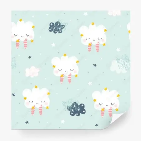 Wall mural sleepy cloud nursery pattern • Wallissimo®