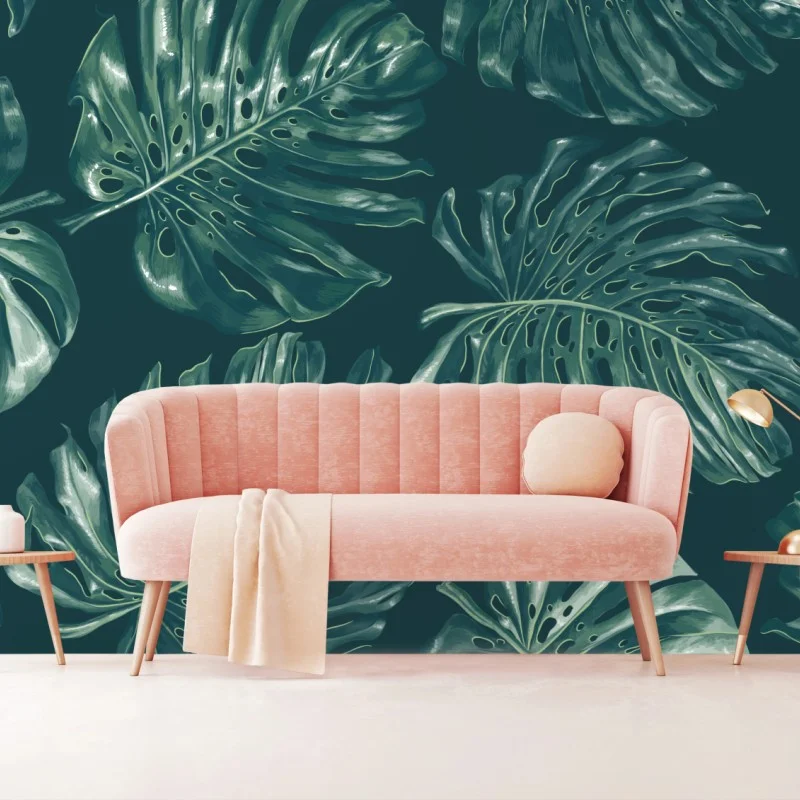 Wall mural tropical monstera leaf pattern