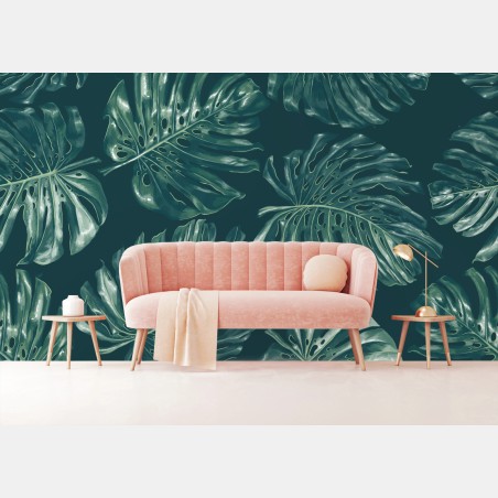 Wall mural tropical monstera leaf pattern • Wallissimo®