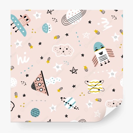 Wall mural playful pastel space pattern for kids • Wallissimo®