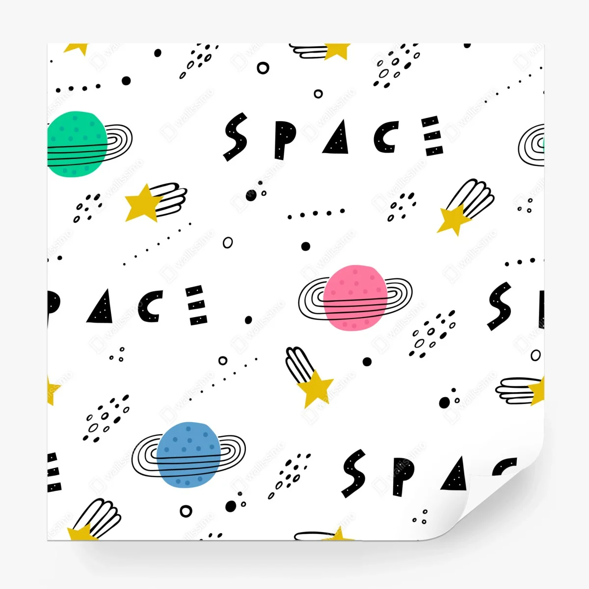 Wall mural playful space planets pattern ⁕ Wallissimo® Wall mural playful space planets pattern ⁕ Wallissimo®