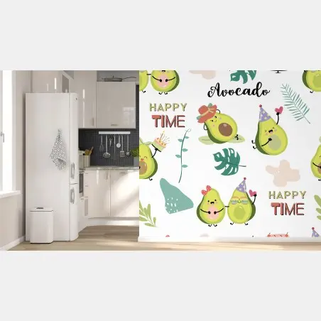Wall mural playful avocado party pattern • Wallissimo®