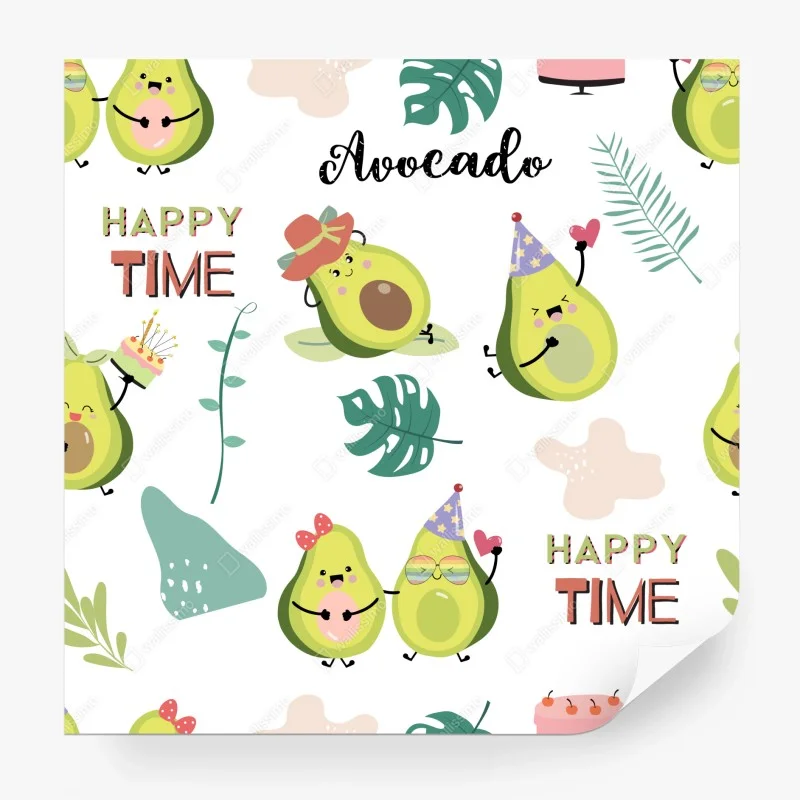 Wall mural playful avocado party pattern