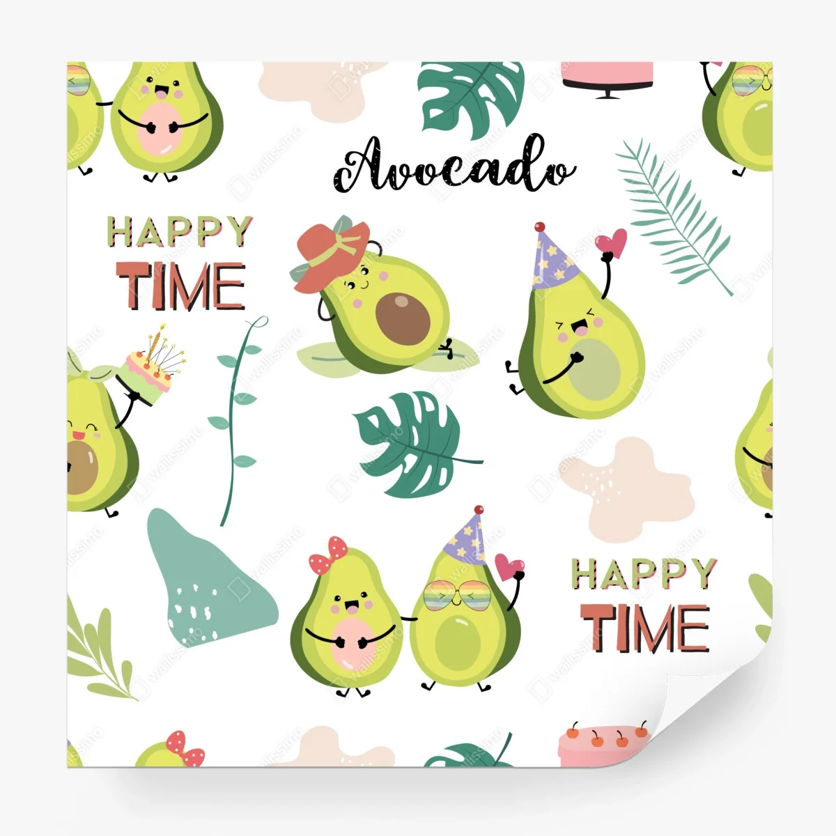 Wall mural playful avocado party pattern • Wallissimo®