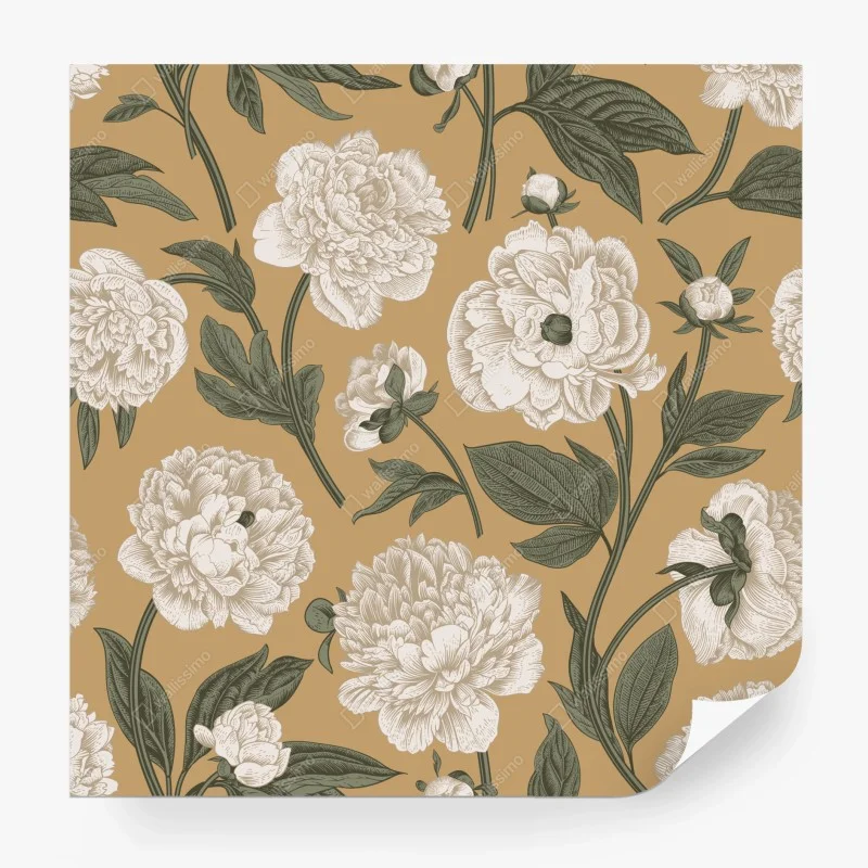 Wall mural vintage peony botanical pattern