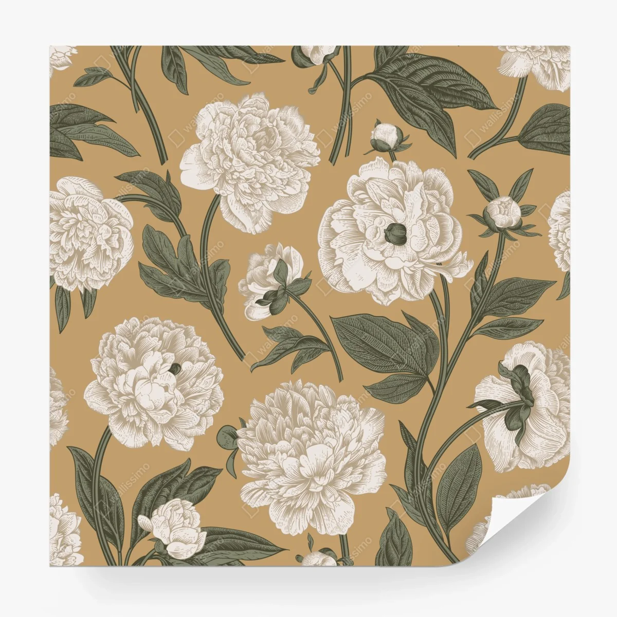 Wall mural vintage peony botanical pattern • Wallissimo®