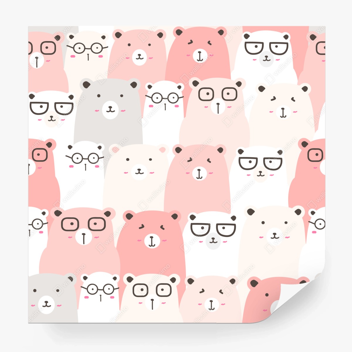 Wall mural pastel bear pattern nursery art • Wallissimo®
