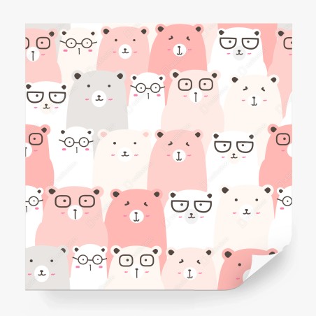 Wall mural pastel bear pattern nursery art • Wallissimo®