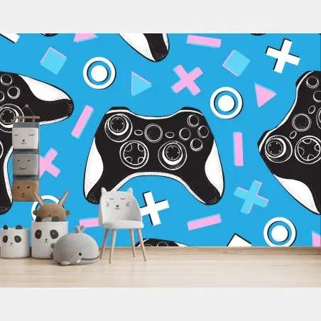 Wall mural playful game controller pattern • Wallissimo®