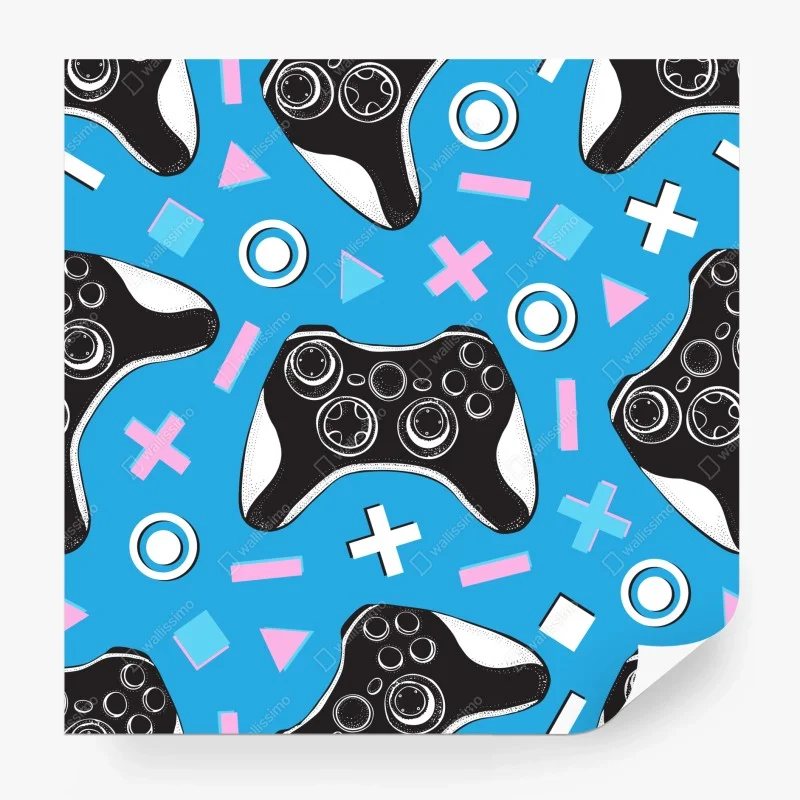 Wall mural playful game controller pattern