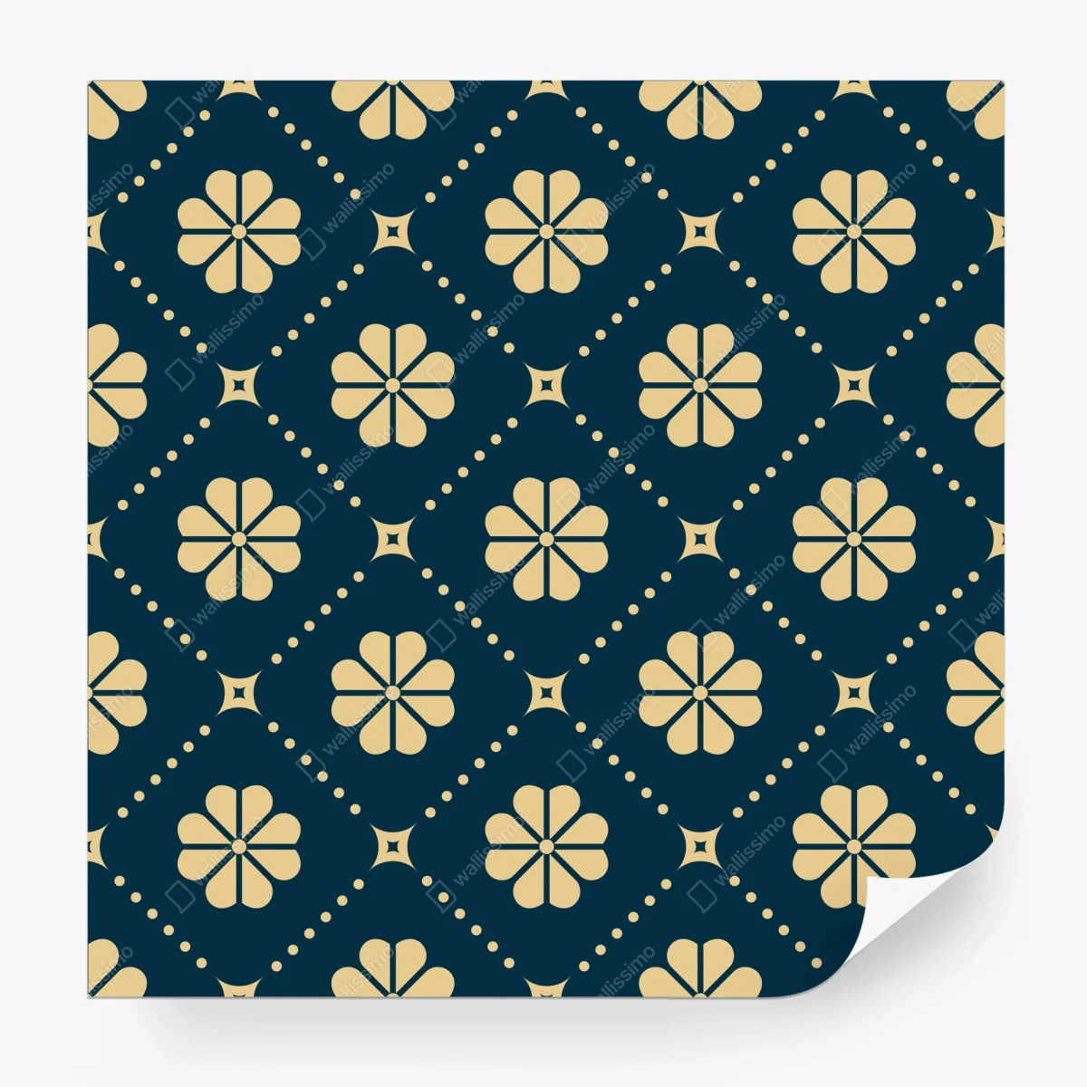 Wall mural teal and beige floral geometric pattern • Wallissimo® Wall mural teal and beige floral geometric pattern • Wallissimo®