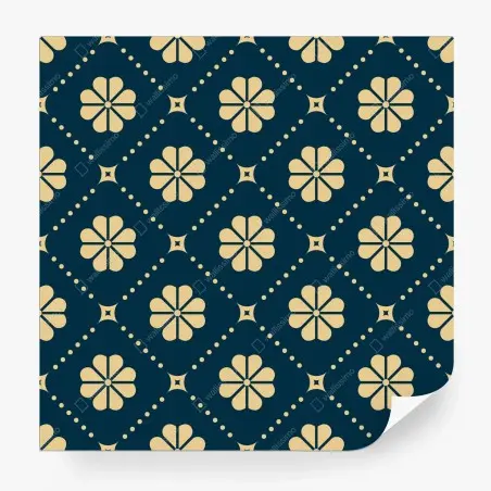 Wall mural teal and beige floral geometric pattern • Wallissimo®