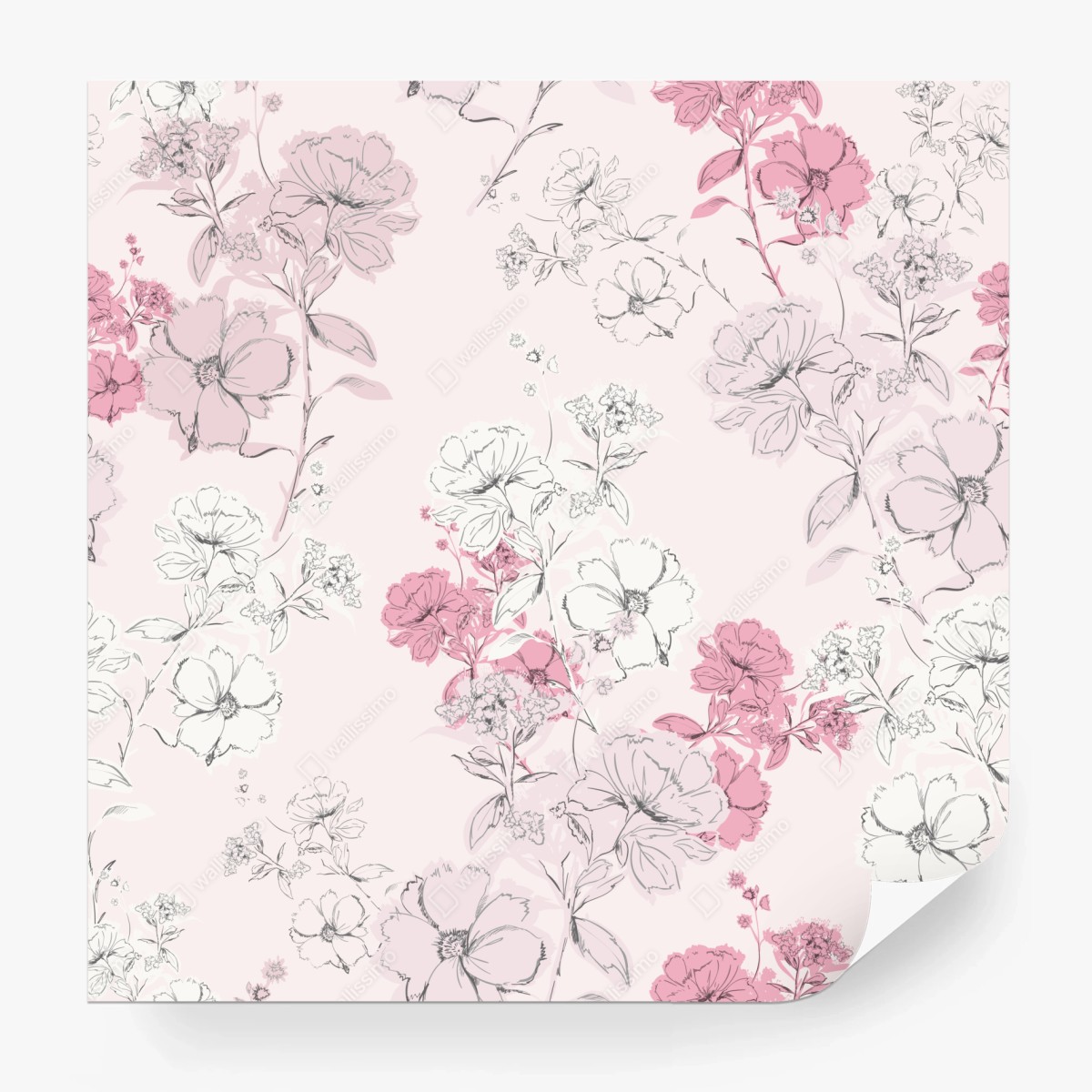 Wall mural soft pink floral pattern • Wallissimo®