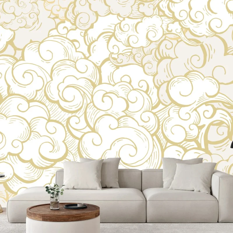 Wall mural ornamental golden cloud pattern