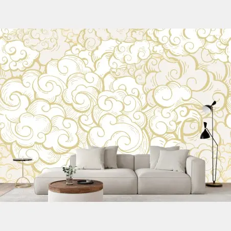 Wall mural ornamental golden cloud pattern • Wallissimo®