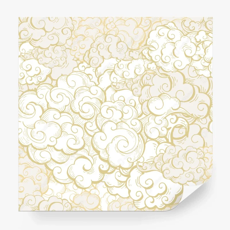 Wall mural ornamental golden cloud pattern