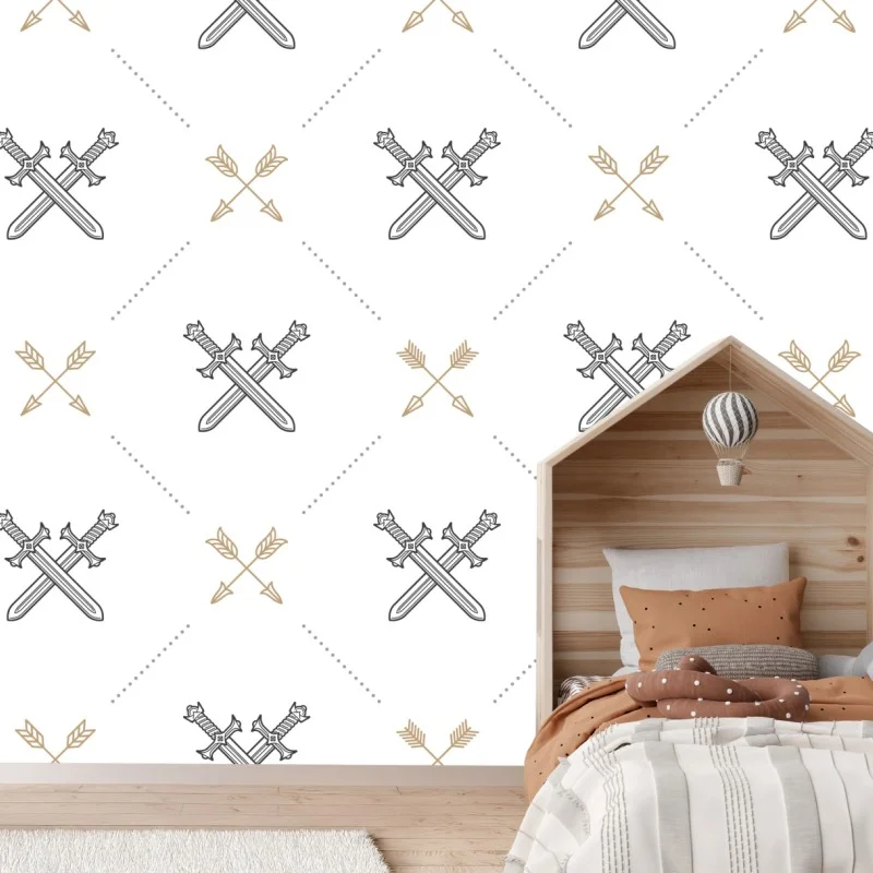 Wall mural crossed swords and arrows pattern