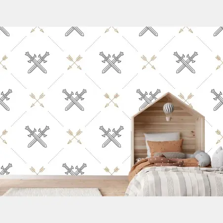 Wall mural crossed swords and arrows pattern • Wallissimo®