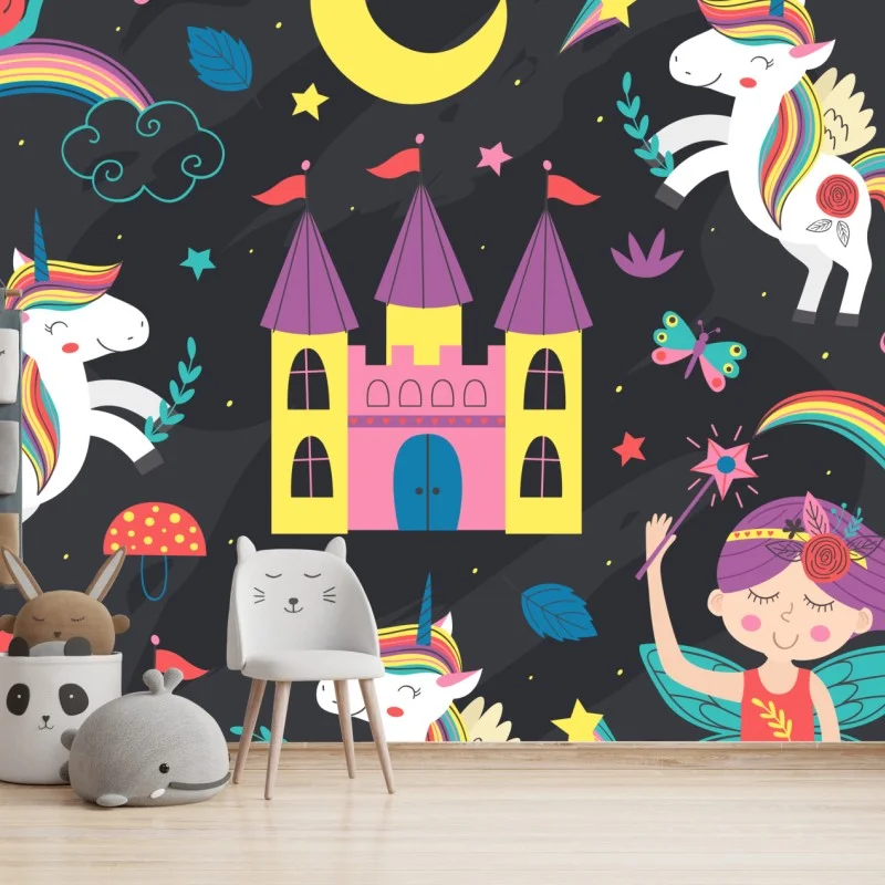 Wall mural magical unicorn fairyland pattern