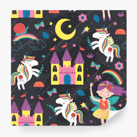Wall mural magical unicorn fairyland pattern • Wallissimo®