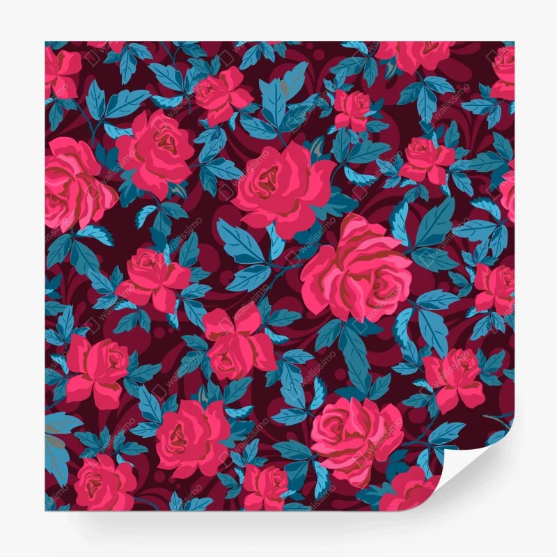 Wall mural vintage pink rose floral pattern