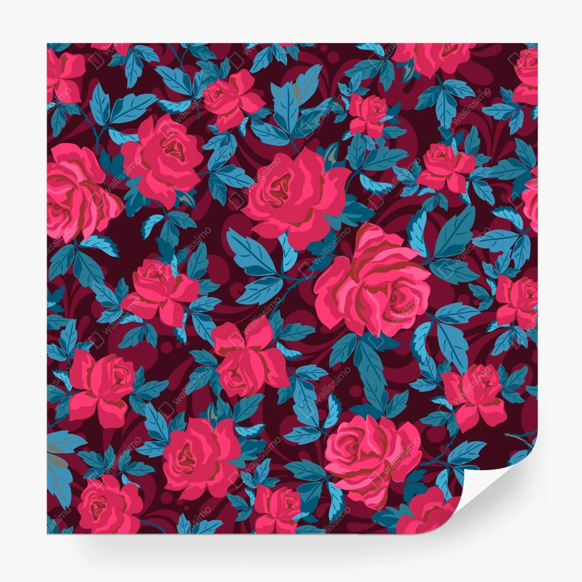 Wall mural vintage pink rose floral pattern ⁕ Wallissimo®