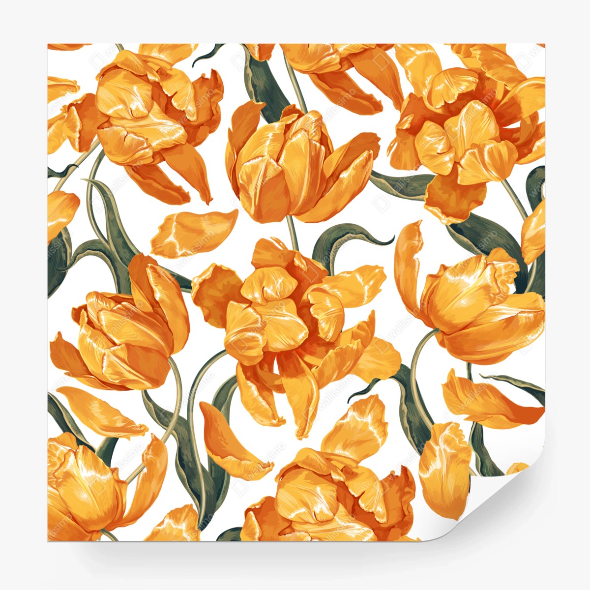 Wall mural vibrant orange tulip pattern • Wallissimo®