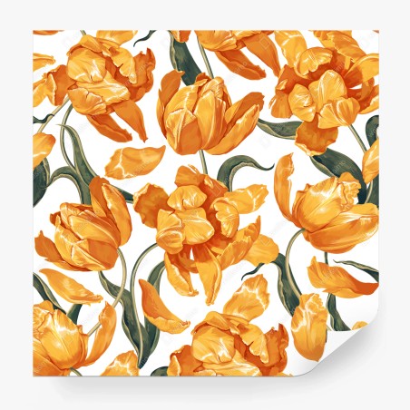 Wall mural vibrant orange tulip pattern • Wallissimo®