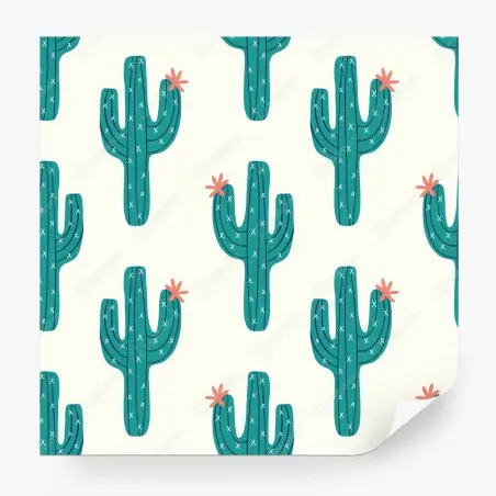 Wall mural playful turquoise cactus pattern • Wallissimo®