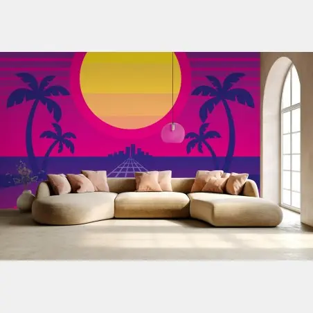 Wall mural neon sunset boulevard • Wallissimo®