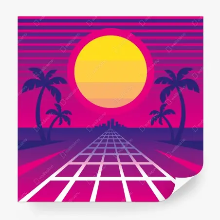 Wall mural neon sunset boulevard • Wallissimo®