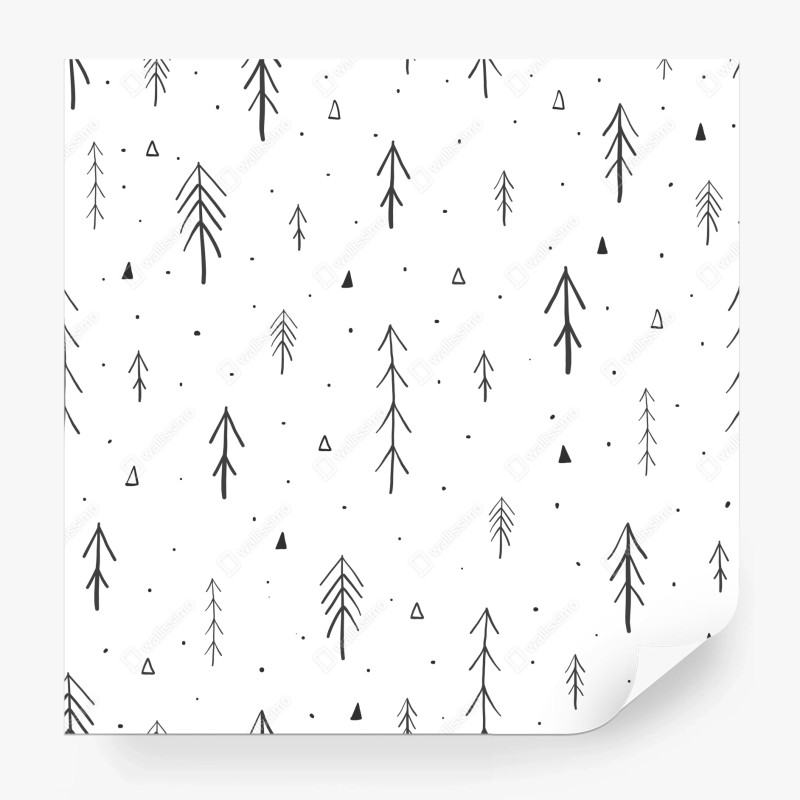Wall mural minimalist hand-drawn tree pattern