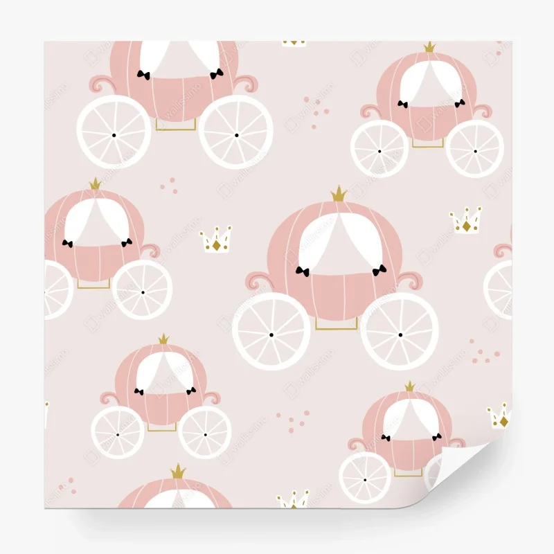 Wall mural pink princess carriage pattern