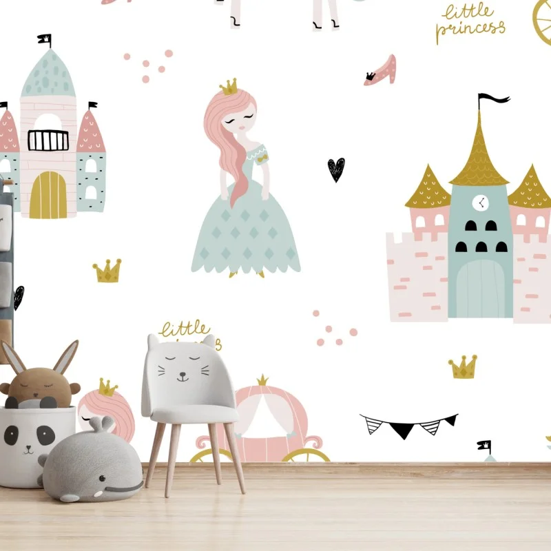 Wall mural whimsical pastel princess nursery pattern