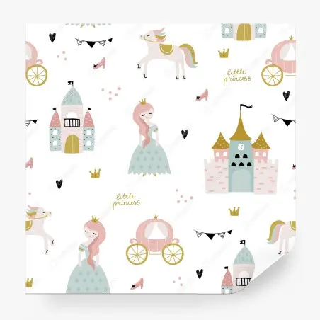 Wall mural whimsical pastel princess nursery pattern • Wallissimo®