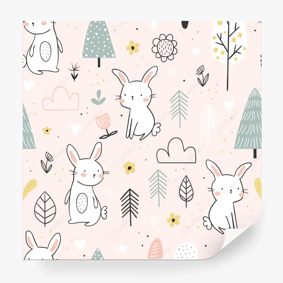 Wall mural playful bunny nursery pattern • Wallissimo® Wall mural playful bunny nursery pattern • Wallissimo®