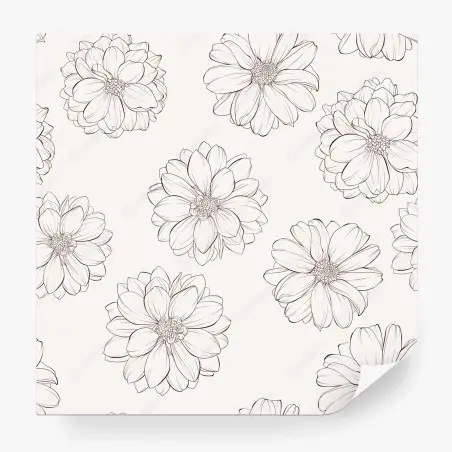 Wall mural delicate line flower pattern on beige • Wallissimo®