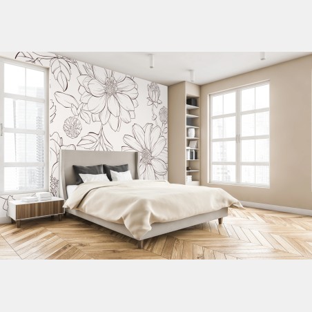 Wall mural delicate botanical line florals • Wallissimo®