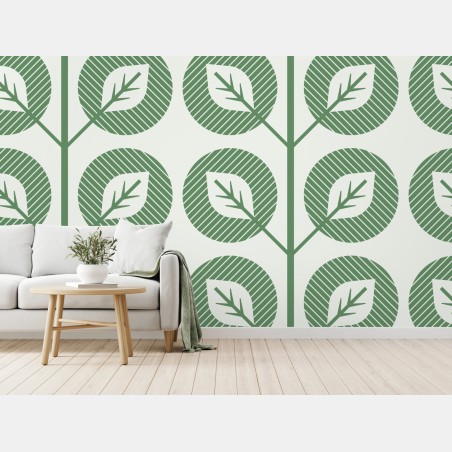 Wall mural green geometric leaf pattern • Wallissimo®
