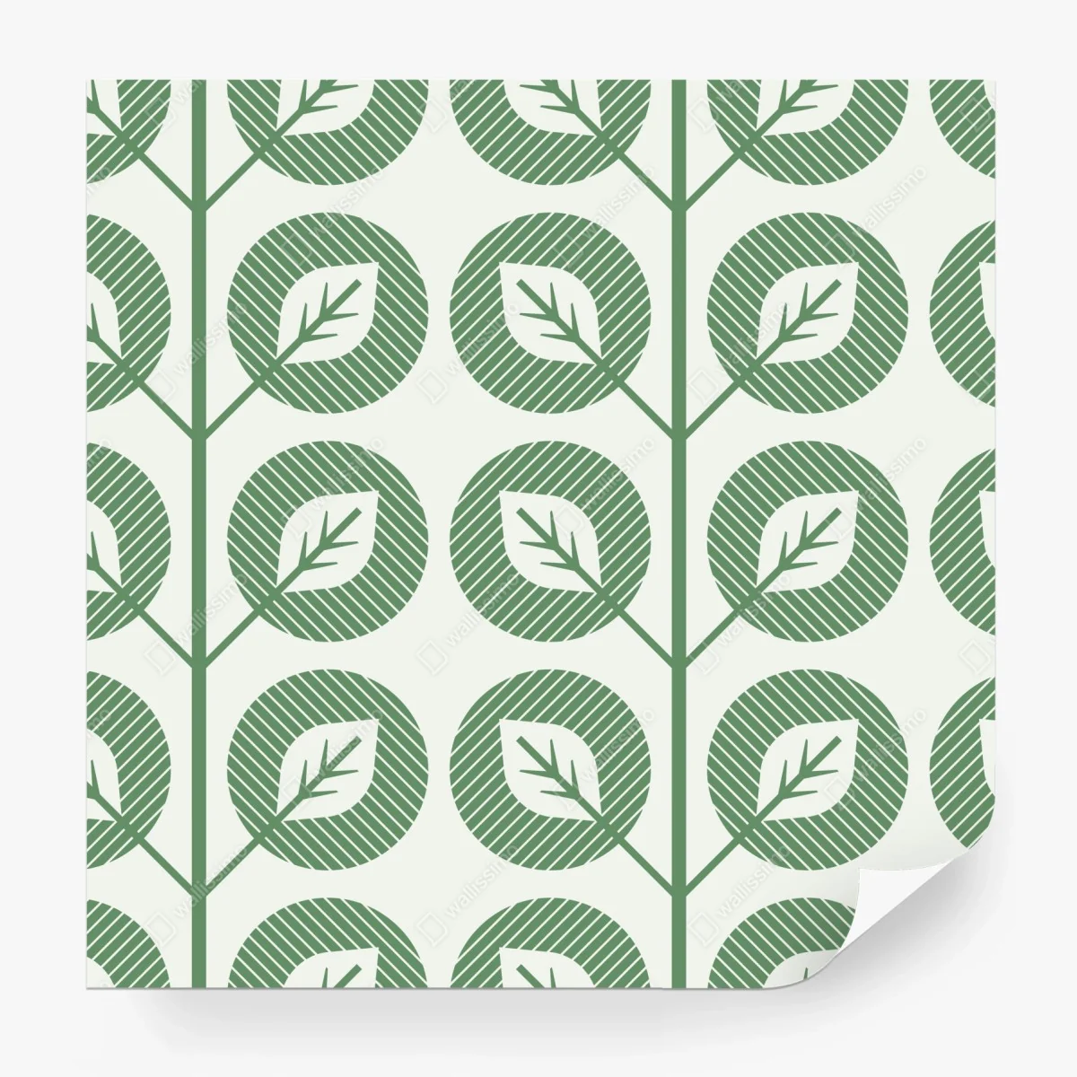Wall mural green geometric leaf pattern • Wallissimo®