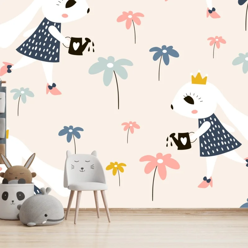 Wall mural little rabbit princess pattern